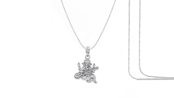 Akshat Sapphire Sterling Silver (92.5% purity) God Ganesha Chain Pendant (Pendant with Rope Chain-22 inches) for Men & Women Pure Silver Lord Ganapathy Chain Locket for Good Health & Wealth Akshat Sapphire