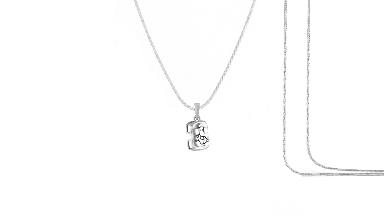 Akshat Sapphire Sterling Silver (92.5% purity) God Ganesha Chain Pendant (Pendant with Rope Chain-22 inches) for Men & Women Pure Silver Lord Ganapathy Chain Locket for Good Health & Wealth Akshat Sapphire