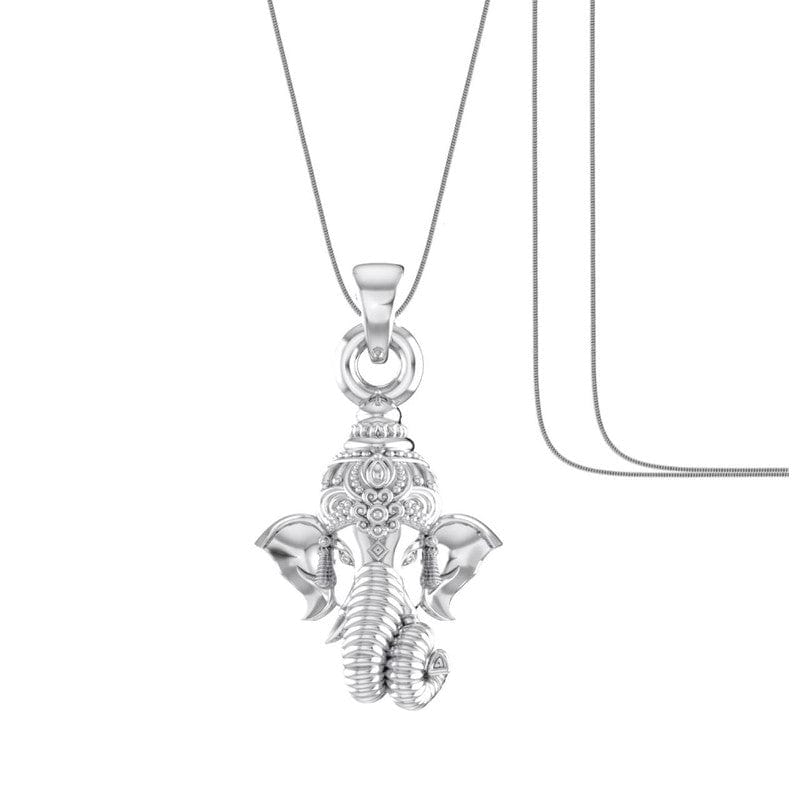Akshat Sapphire Sterling Silver (92.5% purity) God Ganesha Chain Pendant (Pendant with Snake Chain) for Men & Women Pure Silver Lord Ganapathy Chain Locket for Good Health & Wealth Akshat Sapphire