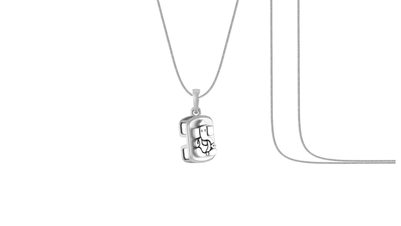 Akshat Sapphire Sterling Silver (92.5% purity) God Ganesha Chain Pendant (Pendant with Snake Chain) for Men & Women Pure Silver Lord Ganapathy Chain Locket for Good Health & Wealth Akshat Sapphire