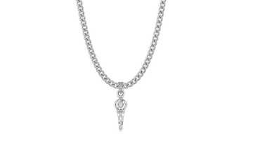 Akshat Sapphire Sterling Silver (92.5% purity) God Hanuman Gada Chain Pendant (Pendant with Curb Chain- 22 inches) for Men & Women Pure Silver Lord Bajrang Bali Gada Chain Locket Akshat Sapphire