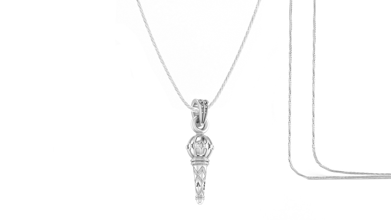 Akshat Sapphire Sterling Silver (92.5% purity) God Hanuman Gada Chain Pendant (Pendant with Rope Chain- 22 inches) for Men & Women Pure Silver Lord Bajrang Bali Gada Chain Locket Akshat Sapphire