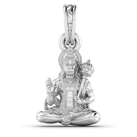 Akshat Sapphire Sterling Silver (92.5% purity) God Hanuman Pendant for Men & Women Pure Silver Lord Bajrang Bali Locket for Good Health & Wealth Akshat Sapphire