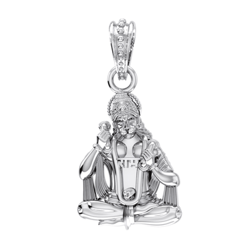 Akshat Sapphire Sterling Silver (92.5% purity) God Hanuman Pendant for Men & Women Pure Silver Lord Bajrang Bali Locket for Good Health & Wealth Akshat Sapphire