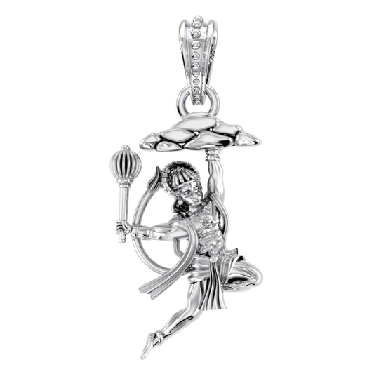 Akshat Sapphire Sterling Silver (92.5% purity) God Hanuman Pendant for Men & Women Pure Silver Lord Bajrang Bali Locket for Good Health & Wealth Akshat Sapphire