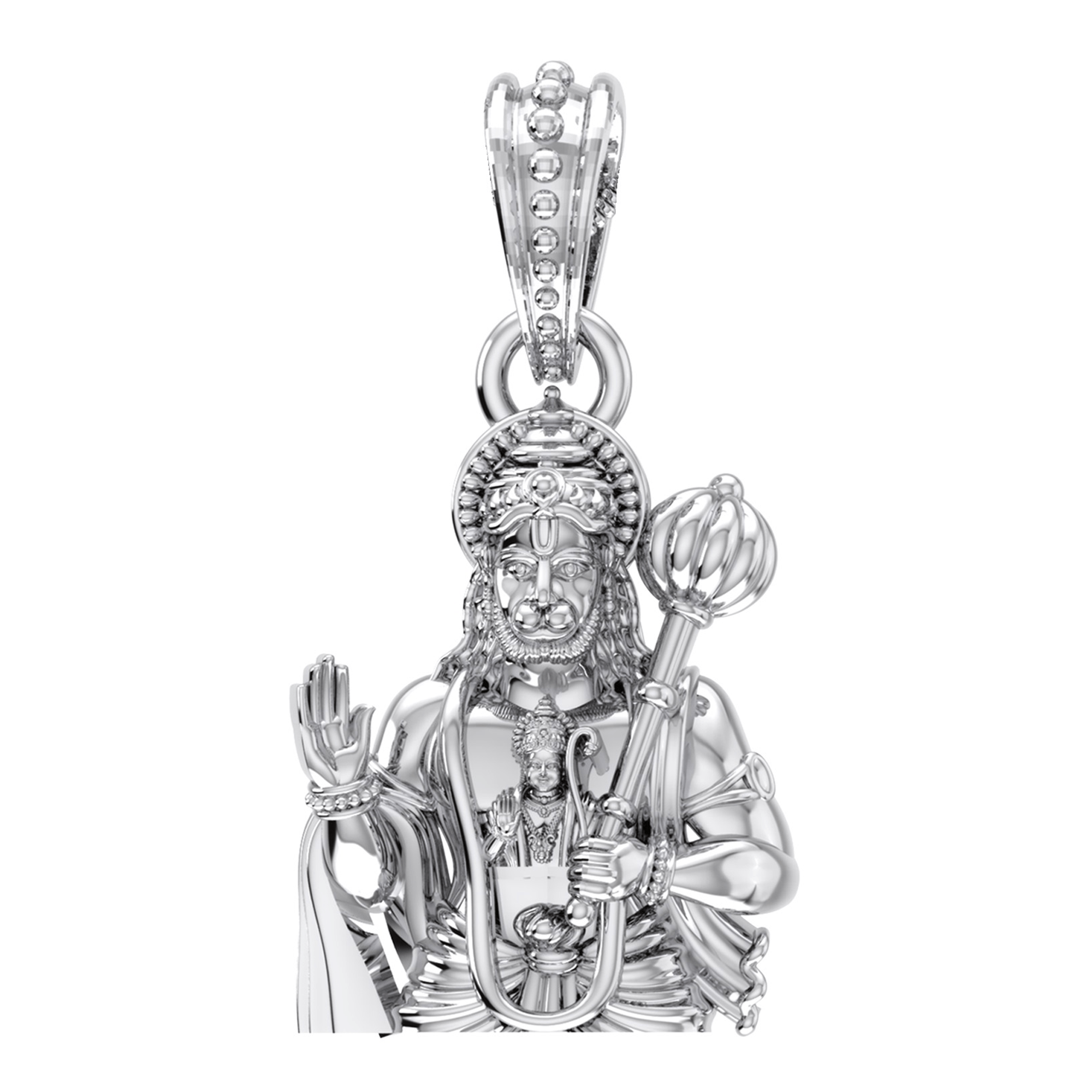 Akshat Sapphire Sterling Silver (92.5% purity) God Hanuman Pendant for Men & Women Pure Silver Lord Bajrang Bali Locket for Good Health & Wealth Akshat Sapphire