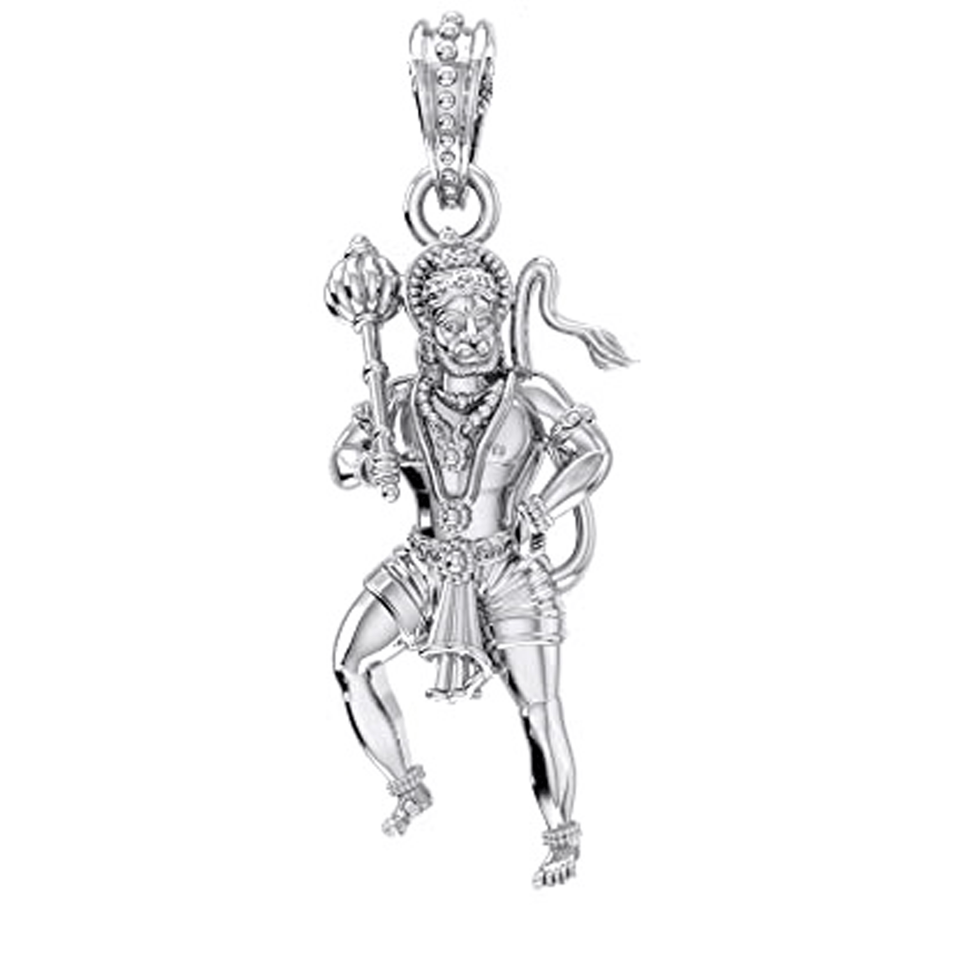 Akshat Sapphire Sterling Silver (92.5% purity) God Hanuman Pendant for Men & Women Pure Silver Lord Bajrang Bali Locket for Good Health & Wealth Akshat Sapphire