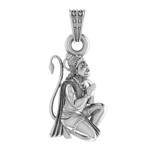 Akshat Sapphire Sterling Silver (92.5% purity) God Hanuman Pendant for Men & Women Pure Silver Lord Bajrang Bali Locket for Good Health & Wealth Akshat Sapphire
