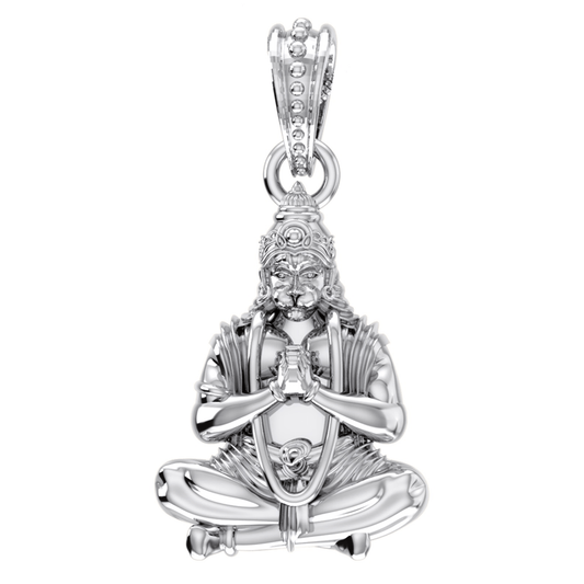 Akshat Sapphire Sterling Silver (92.5% purity) God Hanuman Pendant for Men & Women Pure Silver Lord Bajrang Bali Locket for Good Health & Wealth Akshat Sapphire