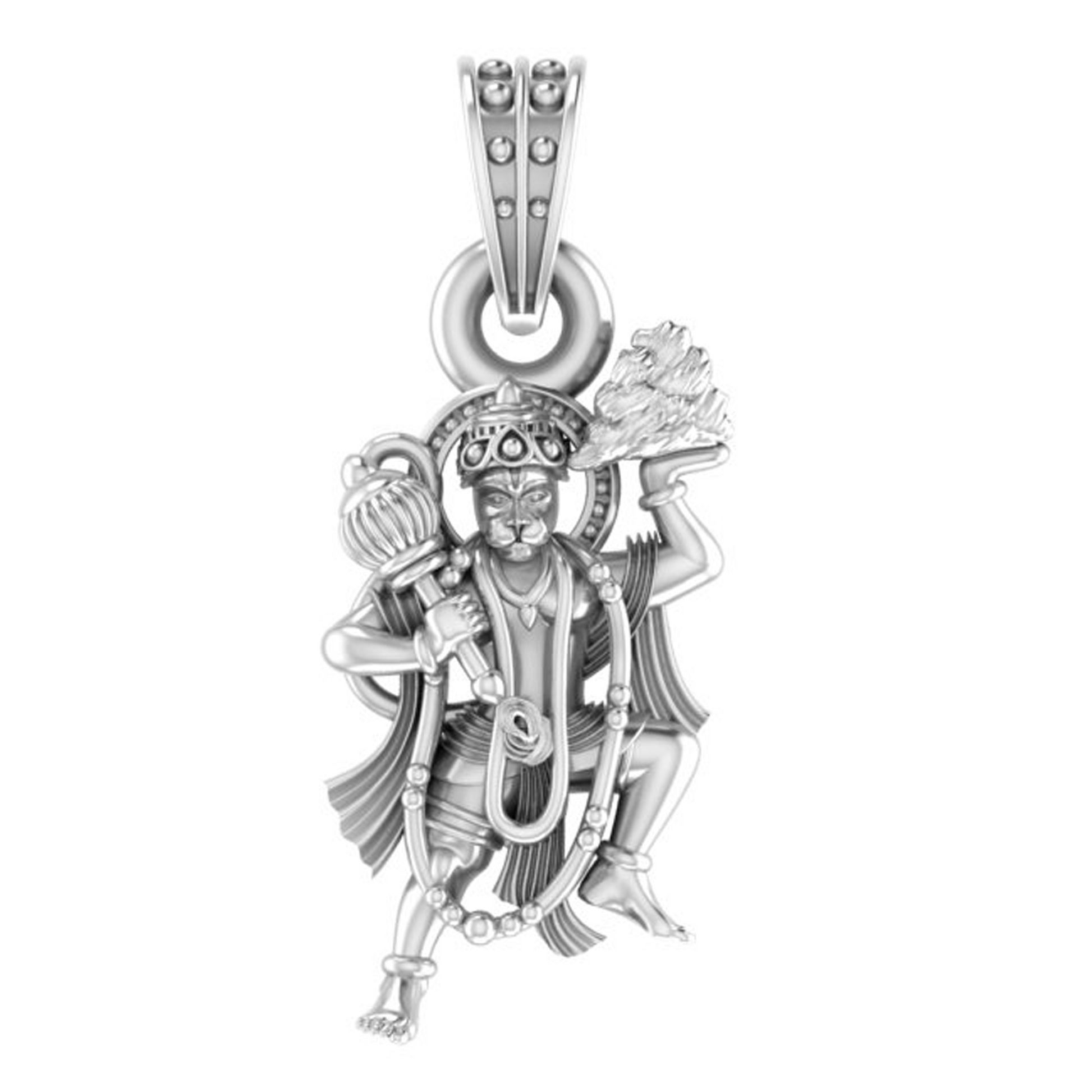 Akshat Sapphire Sterling Silver (92.5% purity) God Hanuman Pendant for Men & Women Pure Silver Lord Bajrang Bali Locket for Good Health & Wealth Akshat Sapphire