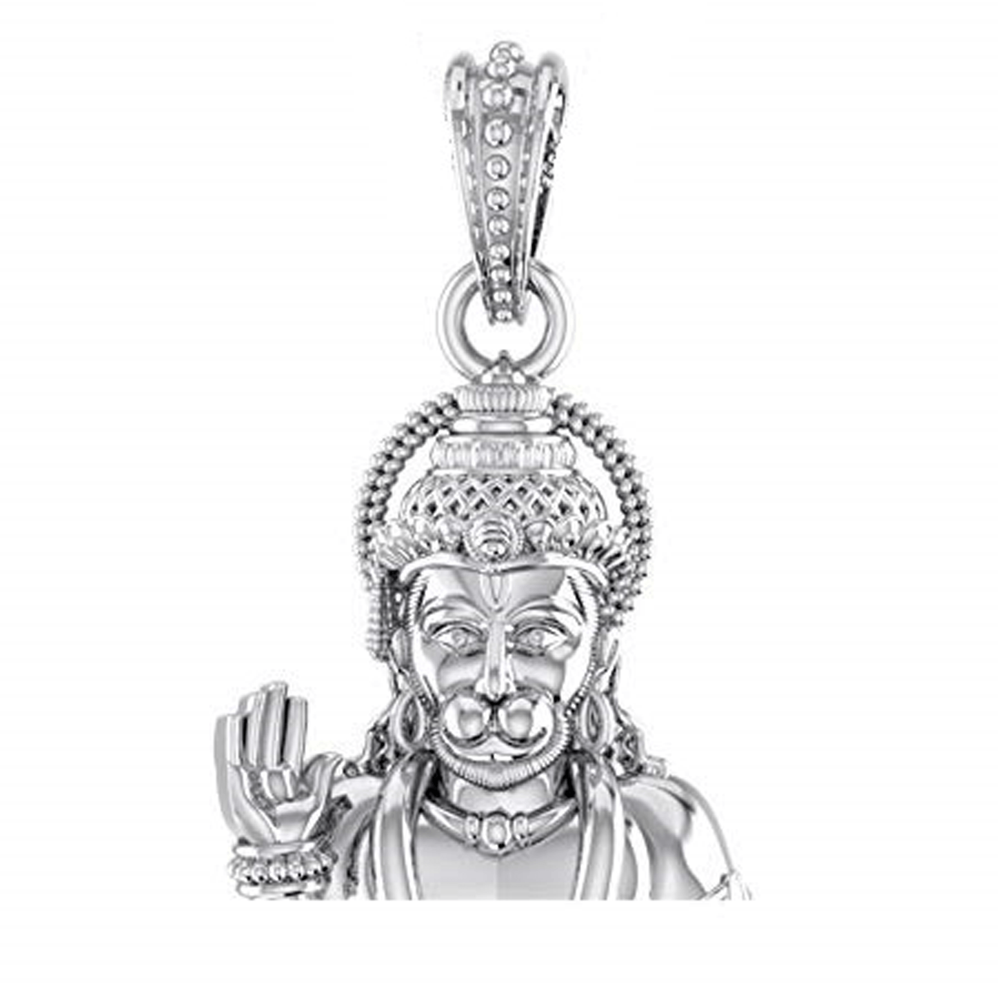 Akshat Sapphire Sterling Silver (92.5% purity) God Hanuman Pendant for Men & Women Pure Silver Lord Bajrang Bali Locket for Good Health & Wealth Akshat Sapphire