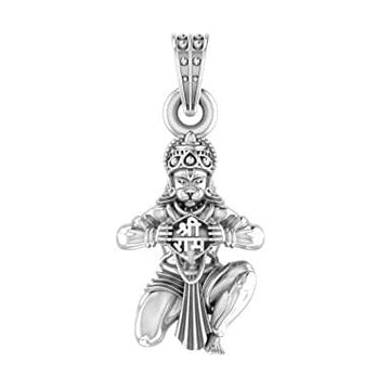 Akshat Sapphire Sterling Silver (92.5% purity) God Hanuman Pendant for Men & Women Pure Silver Lord Bajrang Bali Locket for Good Health & Wealth Akshat Sapphire