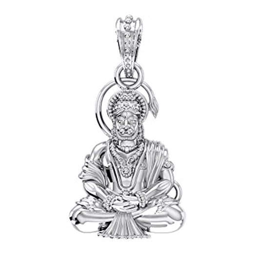 Akshat Sapphire Sterling Silver (92.5% purity) God Hanuman Pendant for Men & Women Pure Silver Lord Bajrang Bali Locket for Good Health & Wealth Akshat Sapphire