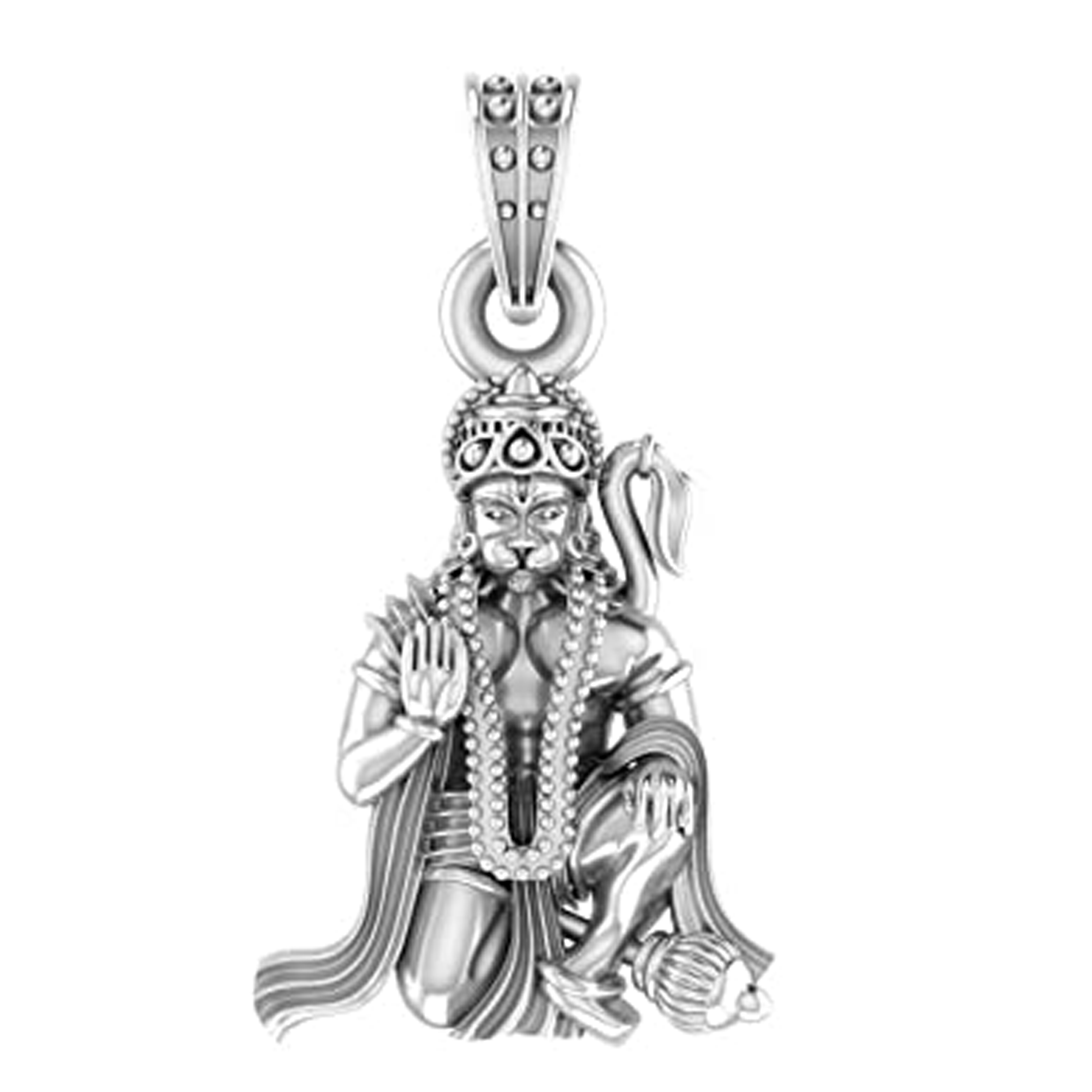 Akshat Sapphire Sterling Silver (92.5% purity) God Hanuman Pendant for Men & Women Pure Silver Lord Bajrang Bali Locket for Good Health & Wealth Akshat Sapphire