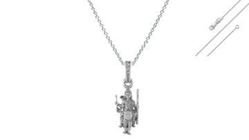 Akshat Sapphire Sterling Silver (92.5% purity) God Kartikeya Chain Pendant (Pendant with Anchor Chain-22 inches) for Men & Women Pure Silver Lord Kartikeya Chain Locket for Good Health & Wealth Akshat Sapphire
