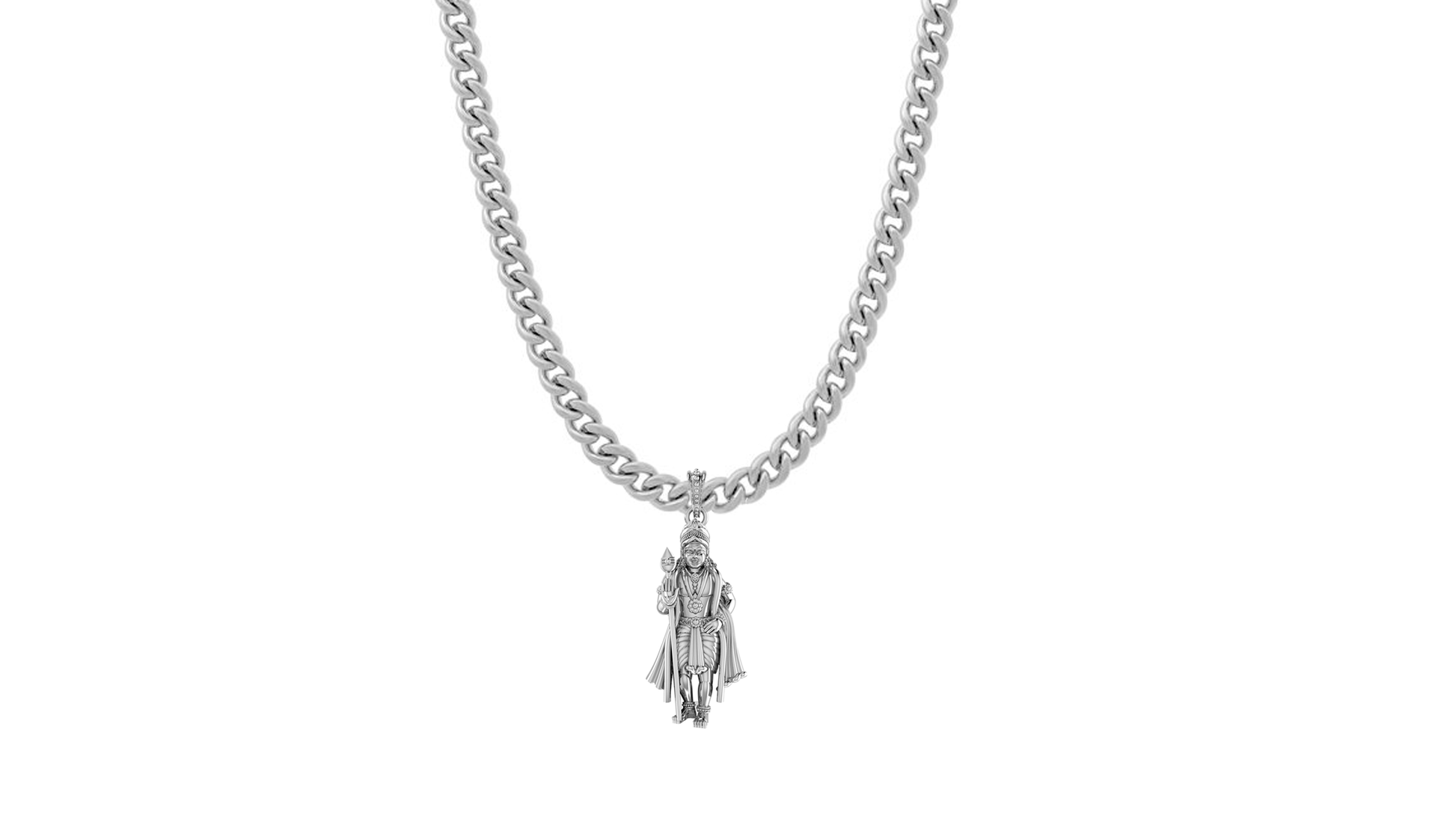 Akshat Sapphire Sterling Silver (92.5% purity) God Kartikeya Chain Pendant (Pendant with Curb Chain-22 inches) for Men & Women Pure Silver Lord Kartikeya Chain Locket for Good Health & Wealth Akshat Sapphire