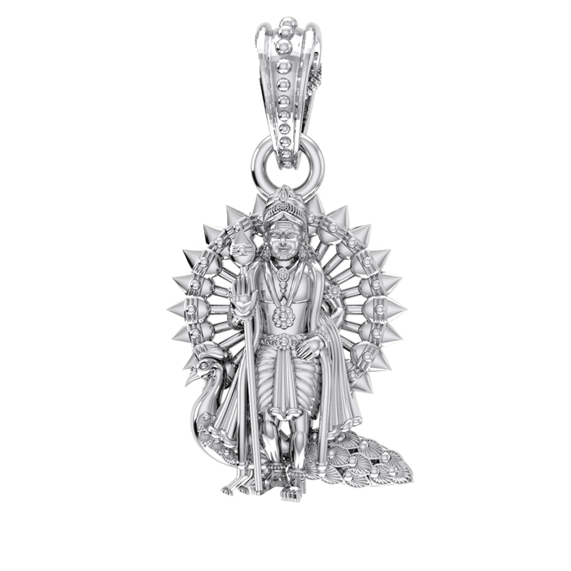 Akshat Sapphire Sterling Silver (92.5% purity) God Kartikeya Pendant for Men & Women Pure Silver Lord Kartikeya Locket for Good Health & Wealth Akshat Sapphire