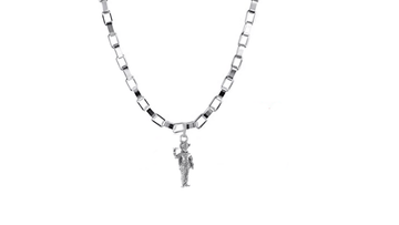 Akshat Sapphire Sterling Silver (92.5% purity) God Krishna Chain Pendant (Pendant with Box Chain-22 inches) for Men & Women Pure Silver Lord Krishna Chain Locket for Good Health & Wealth Akshat Sapphire