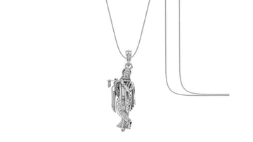 Akshat Sapphire Sterling Silver (92.5% purity) God Krishna Chain Pendant (Pendant with Snake Chain) for Men & Women Pure Silver Lord Krishna Chain Locket for Good Health & Wealth Akshat Sapphire