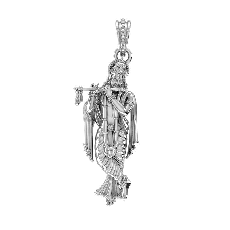 Akshat Sapphire Sterling Silver (92.5% purity) God Krishna Pendant for Men & Women Pure Silver Lord krishan Locket for Good Health & Wealth Akshat Sapphire