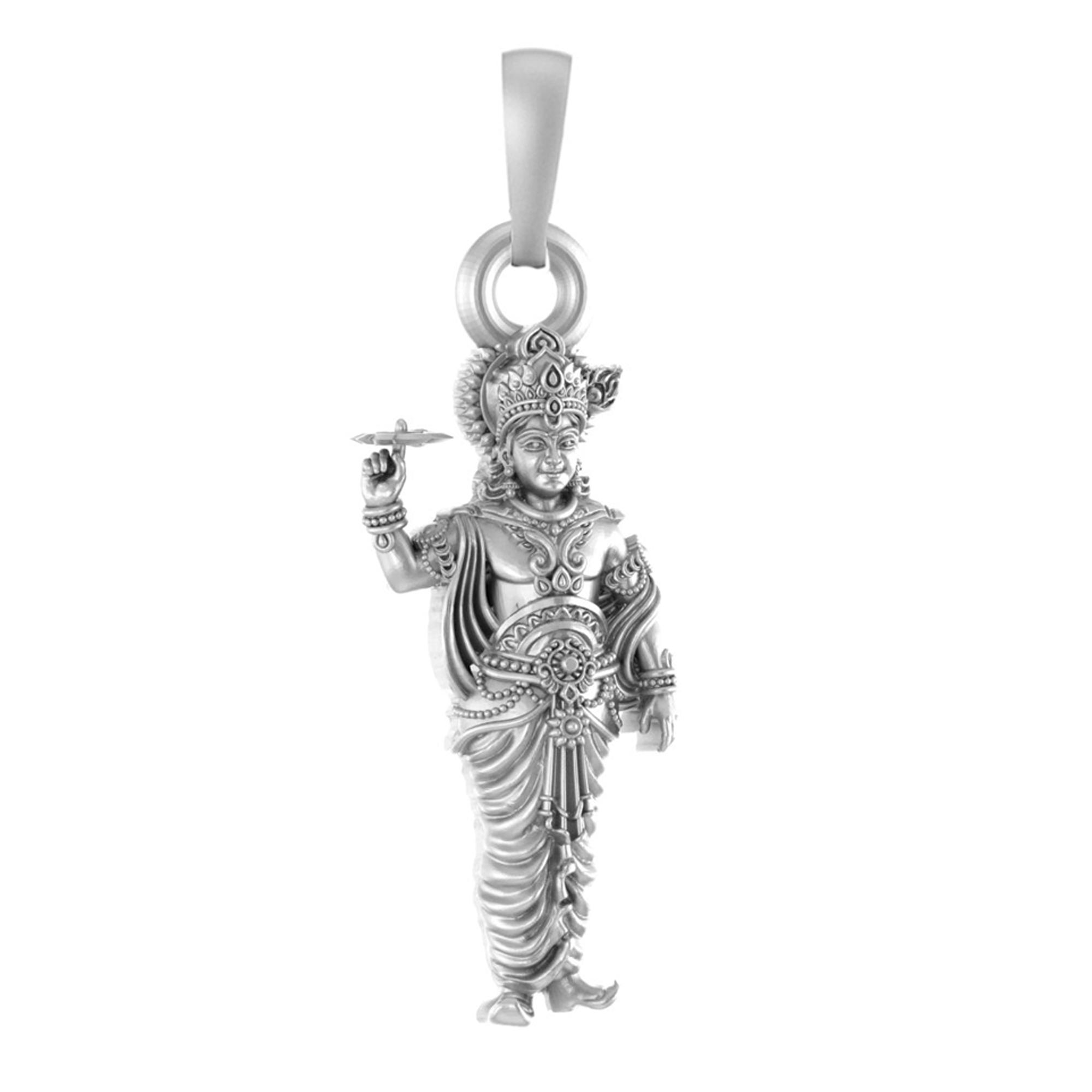 Akshat Sapphire Sterling Silver (92.5% purity) God Krishna Pendant for Men & Women Pure Silver Lord krishan Locket for Good Health & Wealth Akshat Sapphire