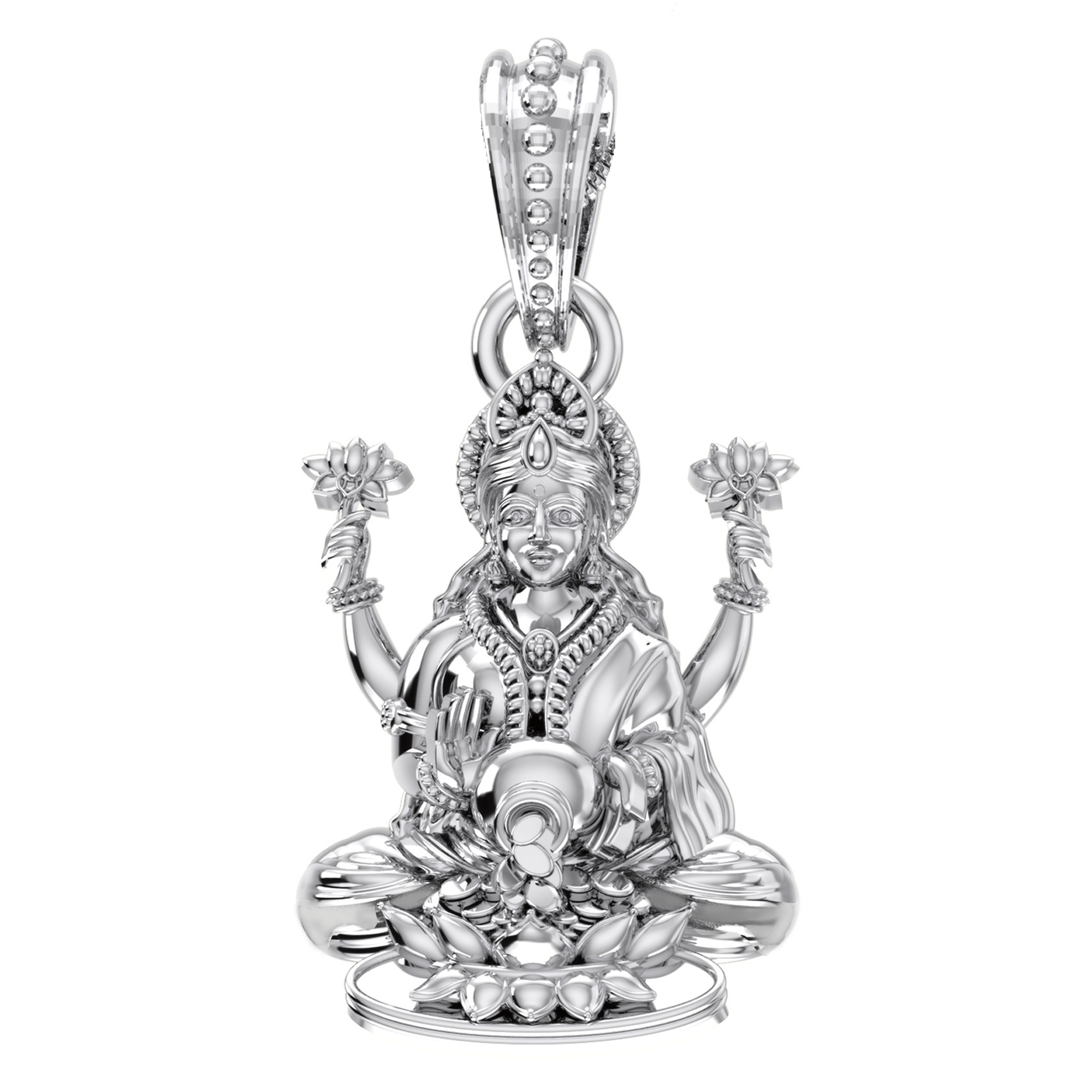 Akshat Sapphire Sterling Silver (92.5% purity) God Laxmi Ji Pendant for Men & Women Pure Silver Lord Laxmi Locket for Good Health & Wealth Akshat Sapphire