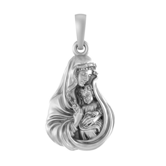 Akshat Sapphire Sterling Silver (92.5% purity) God Mother Mary Pendant for Men & Women Pure Silver Mother Marry Locket for Good Health & Wealth Akshat Sapphire