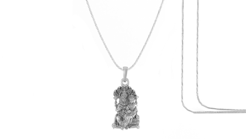 Akshat Sapphire Sterling Silver (92.5% purity) God Narsimha and Laxmi ji Chain Pendant (Pendant with Rope Chain-22 inches) for Men & Women Pure Silver Lord Narsimha and Laxmi ji Chain Locket for Health & Wealth Akshat Sapphire