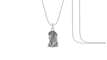 Akshat Sapphire Sterling Silver (92.5% purity) God Narsimha and Laxmi ji Chain Pendant (Pendant with Snake Chain) for Men & Women Pure Silver Lord Narsimha and Laxmi ji Chain Locket for Health & Wealth Akshat Sapphire
