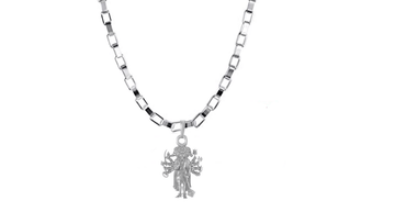Akshat Sapphire Sterling Silver (92.5% purity) God Panchmukhi Hanuman Chain Pendant (Pendant with Box Chain- 22 inches) for Men & Women Pure Silver Lord Panchmukhi Hanuman Chain Locket for Good Health & Wealth Akshat Sapphire