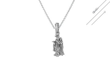 Akshat Sapphire Sterling Silver (92.5% purity) God Radha Krishna Chain Pendant (Pendant with Anchor Chain-22 inches) for Men & Women Pure Silver Lord Radha kishan Chain Locket for Good Health & Wealth Akshat Sapphire