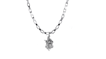 Akshat Sapphire Sterling Silver (92.5% purity) God Radha Krishna Chain Pendant (Pendant with Box Chain-22 inches) for Men & Women Pure Silver Lord Radha kishan Chain Locket for Good Health & Wealth Akshat Sapphire