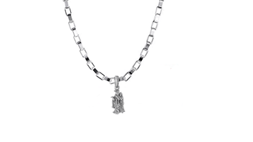 Akshat Sapphire Sterling Silver (92.5% purity) God Radha Krishna Chain Pendant (Pendant with Box Chain-22 inches) for Men & Women Pure Silver Lord Radha kishan Chain Locket for Good Health & Wealth Akshat Sapphire