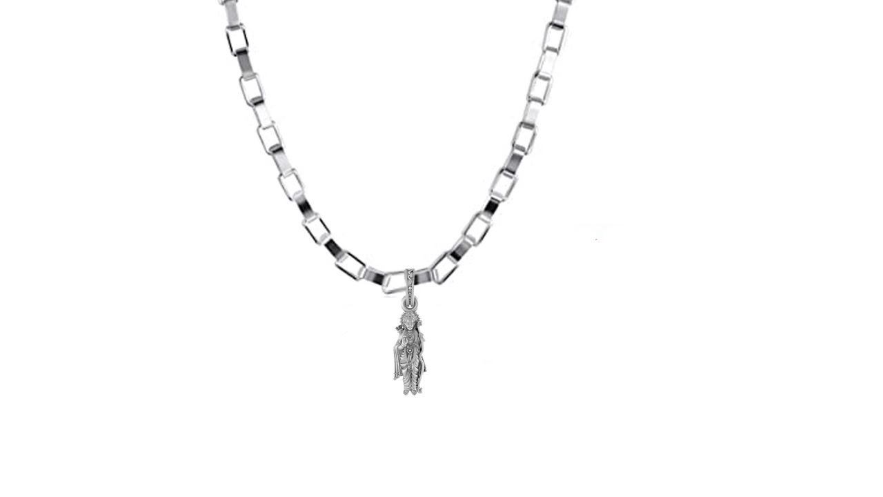 Akshat Sapphire Sterling Silver (92.5% purity) God Ram Ji chain Pendant (Pendant with Box Chain-22 inches) for Men & Women Pure Silver Bhagwan Shri Ram Locket for Good Health & Wealth Akshat Sapphire