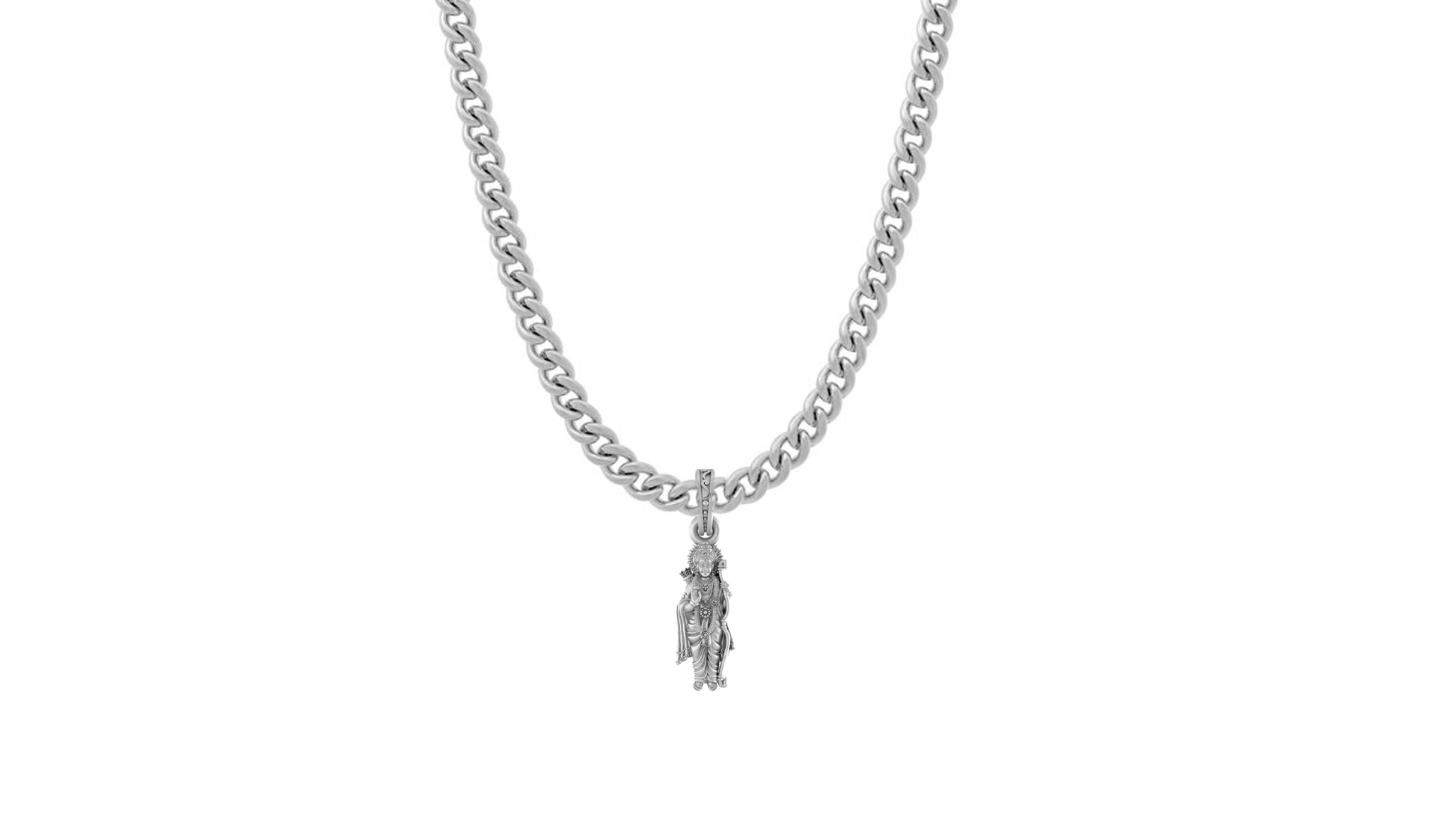 Akshat Sapphire Sterling Silver (92.5% purity) God Ram Ji chain Pendant (Pendant with Curb Chain-22 inches) for Men & Women Pure Silver Bhagwan Shri Ram Locket for Good Health & Wealth Akshat Sapphire