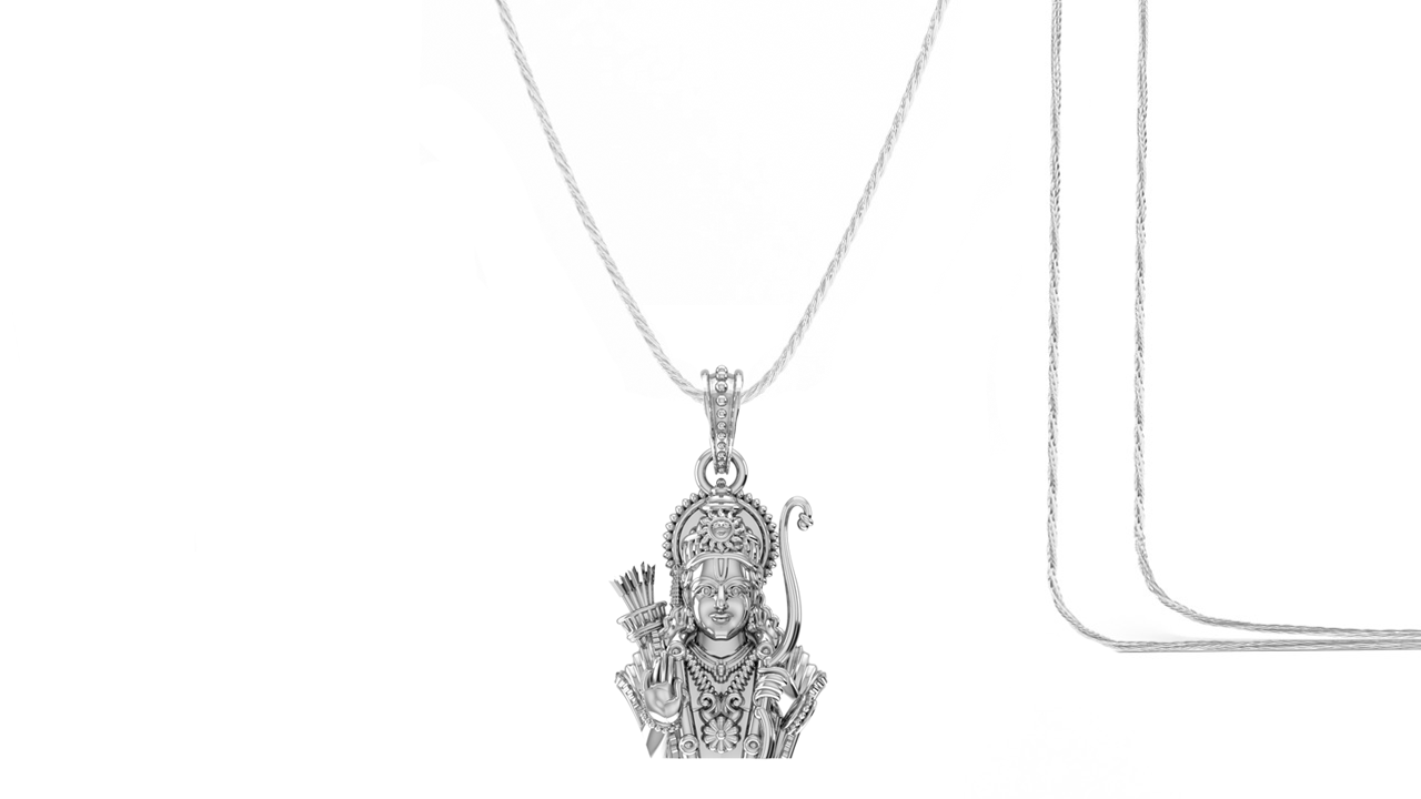Akshat Sapphire Sterling Silver (92.5% purity) God Ram Ji chain Pendant (Pendant with Rope Chain) for Men & Women Pure Silver Bhagwan Shri Ram Locket for Good Health & Wealth Akshat Sapphire