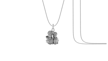 Akshat Sapphire Sterling Silver (92.5% purity) God Ram Sita ji Chain Pendant (Pendant with Snake Chain) for Men & Women Pure Silver Lord Ram Sita Chain Locket for Good Health & Wealth Akshat Sapphire