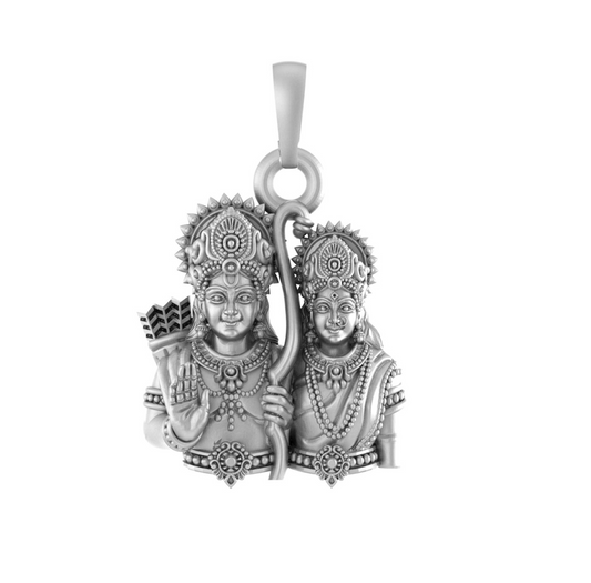 Akshat Sapphire Sterling Silver (92.5% purity) God Ram and Maa Sita Pendant for Men & Women Pure Silver Bhagwan Shri Ram Sita Locket for Good Health & Wealth Akshat Sapphire