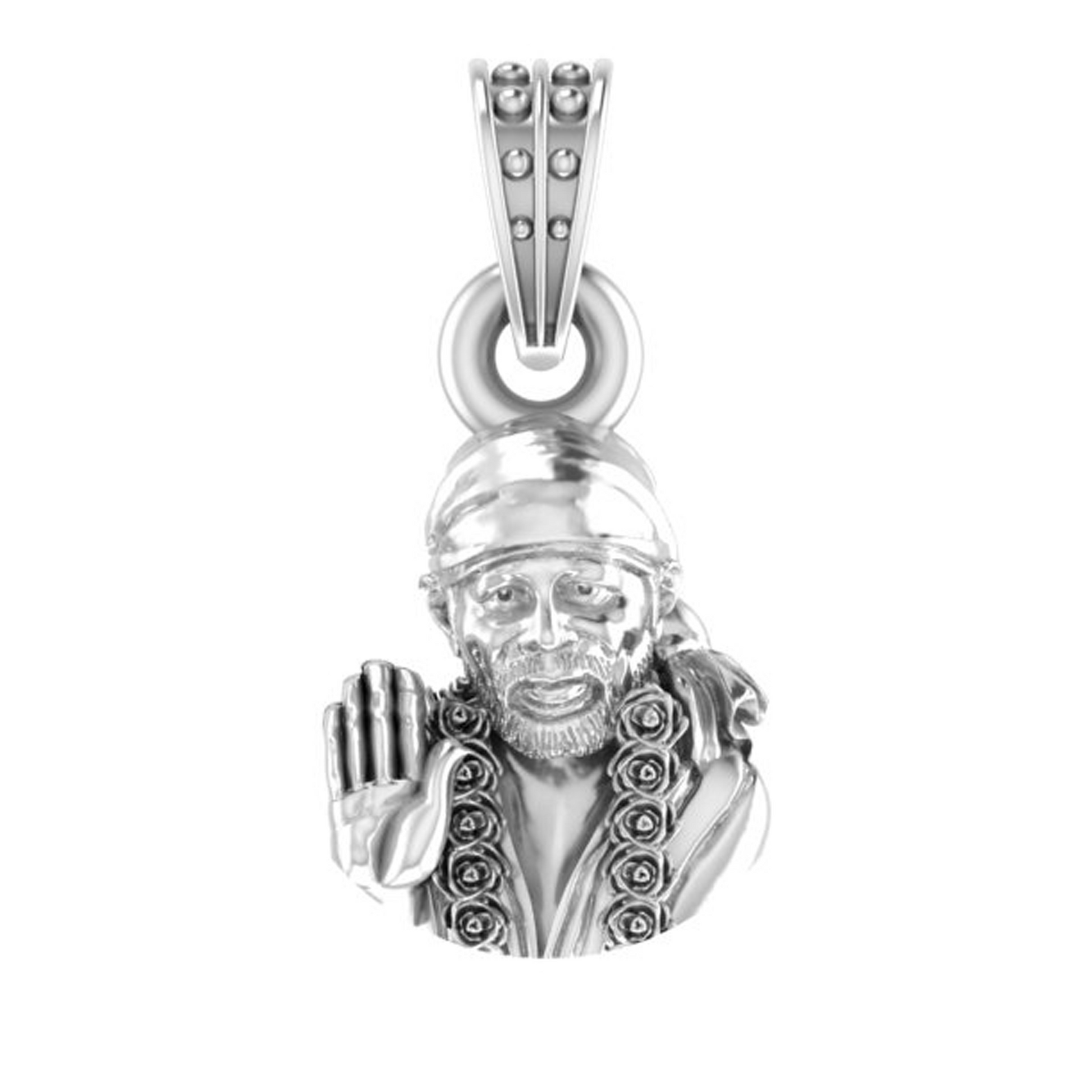 Akshat Sapphire Sterling Silver (92.5% purity) God Sai baba Pendant for Men & Women Pure Silver Lord Sai baba Locket for Good Health & Wealth Akshat Sapphire