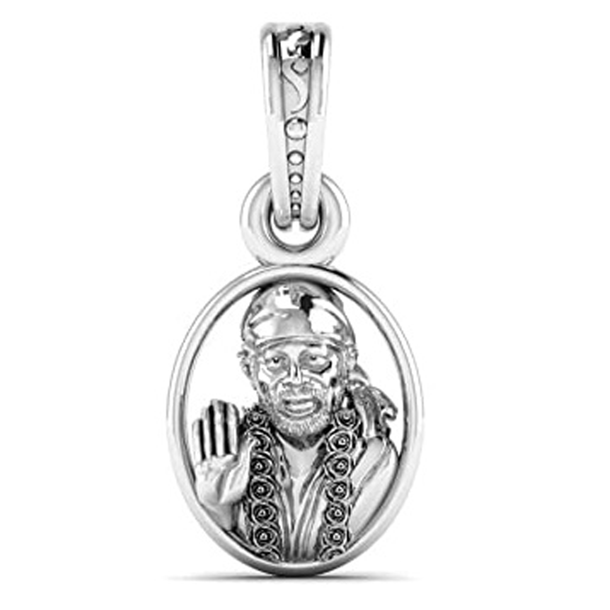 Akshat Sapphire Sterling Silver (92.5% purity) God Sai baba Pendant for Men & Women Pure Silver Lord Sai baba Locket for Good Health & Wealth Akshat Sapphire
