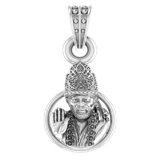 Akshat Sapphire Sterling Silver (92.5% purity) God Sai baba Pendant for Men & Women Pure Silver Lord Sai baba Locket for Good Health & Wealth Akshat Sapphire