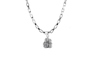 Akshat Sapphire Sterling Silver (92.5% purity) God Shiv Parvati chain pendant (Pendant with Box Chain-22 inches) for Men & Women Pure Silver Bhagwan Shiv Parvati Ji chain Locket for Good Health & Wealth Akshat Sapphire