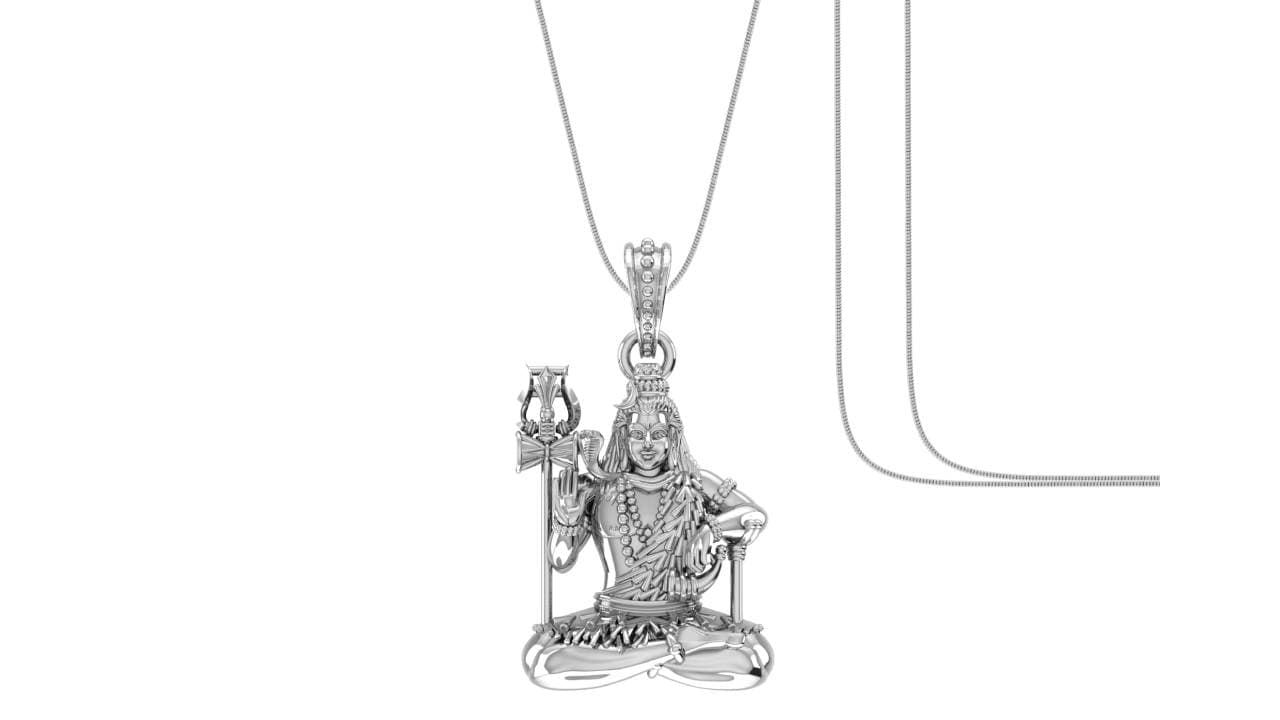 Akshat Sapphire Sterling Silver (92.5% purity) God Shiva Chain Pendant (Pendant with Snake Chain) for Men & Women Pure Silver Lord Shiv Chain Locket for Good Health & Wealth Akshat Sapphire
