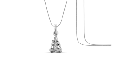 Akshat Sapphire Sterling Silver (92.5% purity) God Shiva Chain Pendant (Pendant with Snake Chain) for Men & Women Pure Silver Lord Shiv Chain Locket for Good Health & Wealth Akshat Sapphire