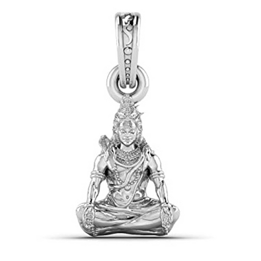 Akshat Sapphire Sterling Silver (92.5% purity) God Shiva Pendant for Men & Women Pure Silver Lord Shiv Locket for Good Health & Wealth Akshat Sapphire