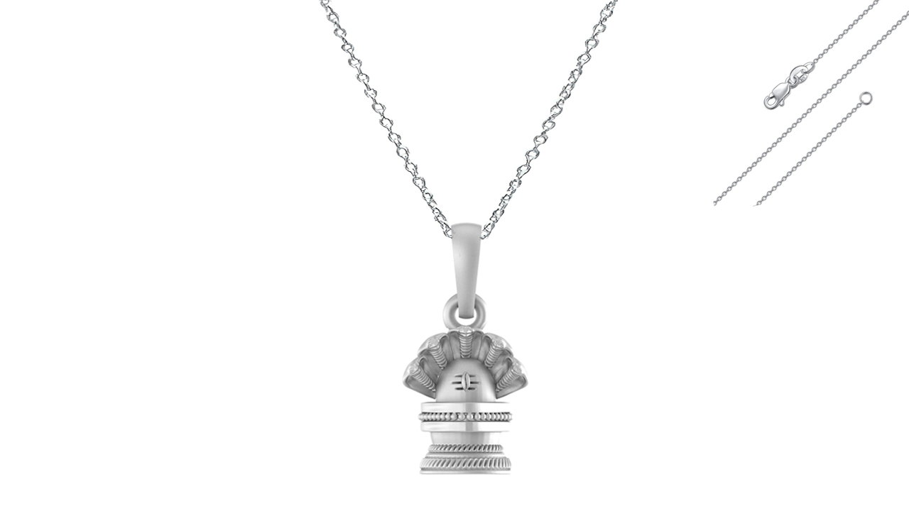 Akshat Sapphire Sterling Silver (92.5% purity) God Shivling Chain Pendant (Pendant with Anchor Chain-22 inches) for Men Pure Silver Lord Shiva Linga Chain Locket for Good Health & Wealth Akshat Sapphire