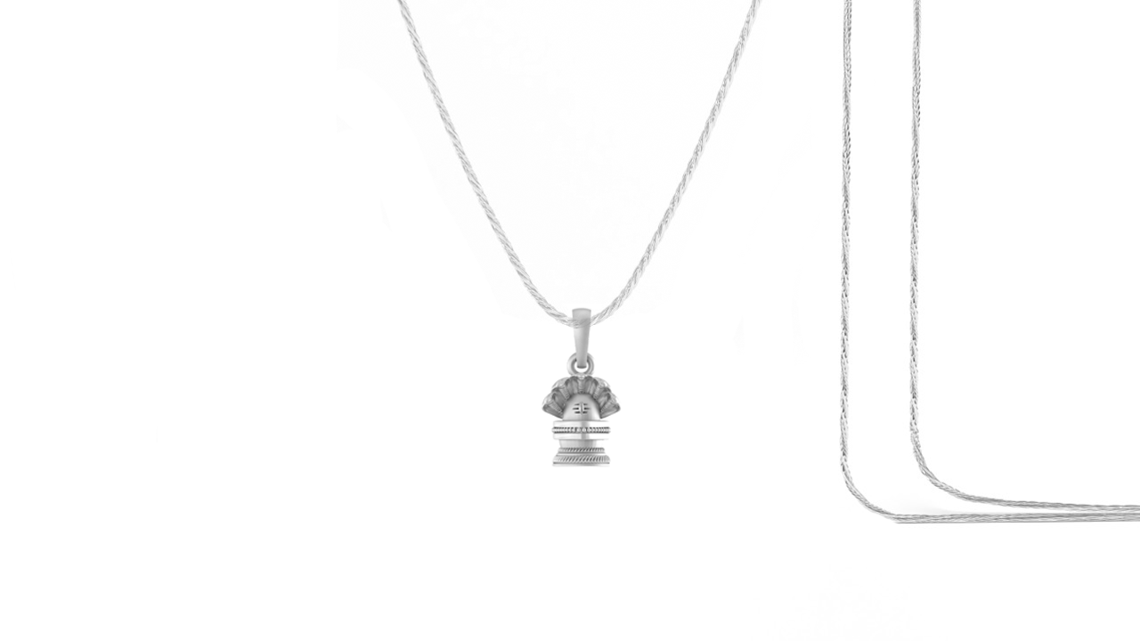 Akshat Sapphire Sterling Silver (92.5% purity) God Shivling Chain Pendant (Pendant with Rope Chain-22 inches) for Men Pure Silver Lord Shiva Linga Chain Locket for Good Health & Wealth Akshat Sapphire