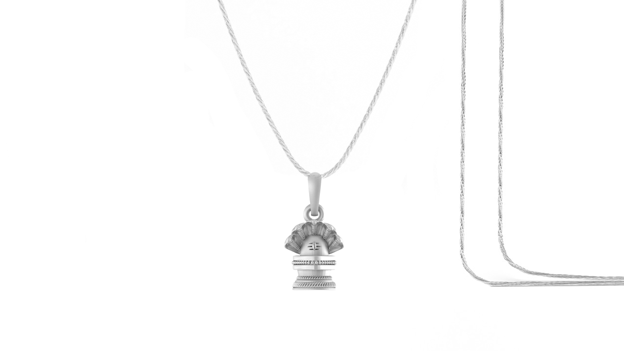 Akshat Sapphire Sterling Silver (92.5% purity) God Shivling Chain Pendant (Pendant with Rope Chain) for Men Pure Silver Lord Shiva Linga Chain Locket for Good Health & Wealth Akshat Sapphire