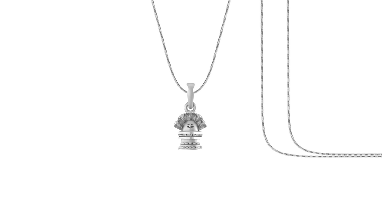 Akshat Sapphire Sterling Silver (92.5% purity) God Shivling Chain Pendant (Pendant with Snake Chain) for Men Pure Silver Lord Shiva Linga Chain Locket for Good Health & Wealth Akshat Sapphire