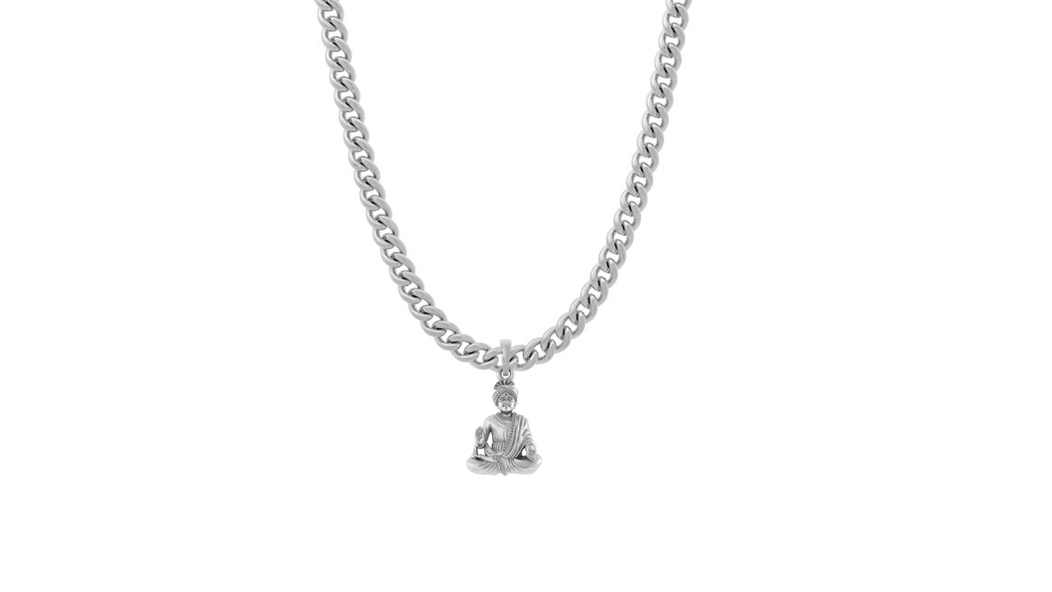 Akshat Sapphire Sterling Silver (92.5% purity) God Swaminarayan Chain Pendant (Pendant with Curb Chain-22 inches) for Men & Women Pure Silver Swaminarayan Chain Locket for Good Health & Wealth Akshat Sapphire